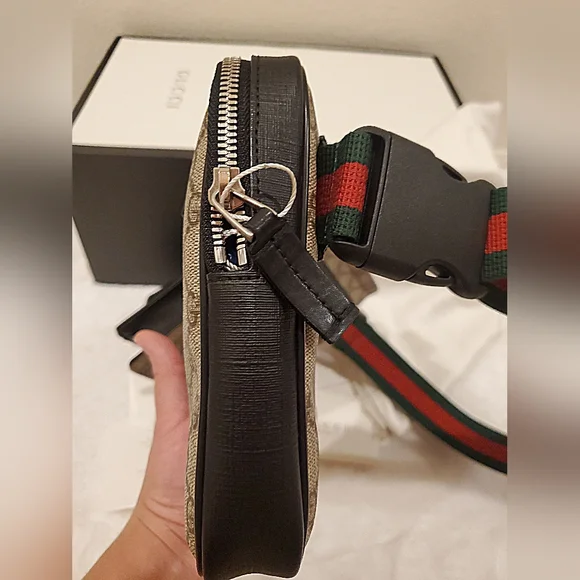 LIKE NEW- Gucci Double Web Belt Bag - Picture 10 of 16